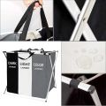 Laundry Basket 3 Section,Foldable Dirty Laundry Hamper, Laundry Room Organization,Clothes Baskets With Side Pocket,Laundry Sorter（Black and white gray）. 