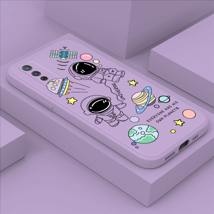 Hontinga for Vivo Y20 2021 Y20i Y20S Y12S Y20SG Y12A Case NASA Earth Planet Astronaut Phone Case Square Edge Pattern Liquid Silicone Cases Full Cover Camera Case