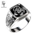 Sunny Creative Alloy Scorpio Relief Men Ring Silver Wedding Band Jewelry Accessory for Anniversary. 