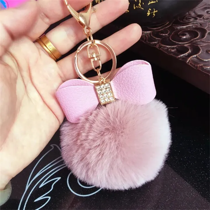 %E3%80%90HOT%E3%80%91%20Creative%20Faux%20Fur%20Pom%20Pom%20Keychain%20Women%20Girls%20Bag%20Pendant%20Rhinestone%20Pu%20Leather%20Bow%20Keyring%20For%20Wallet%20Accessory%20-%20Image%203