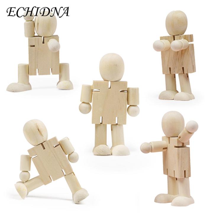 Wooden Robot Figure Wooden Jointed Figures Diy Art Crafts Supplies for Photography Prop Children Painting Artistic Photography Accessory