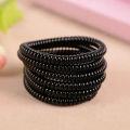 10Pcs Small Bands Black, Yellow, Green, Red, Pink, Orange, Blue, Purple Colors Elastic Rope / Telephone Wire, Spring Style Hair Ties / Plastic Hair Styling Tools. 