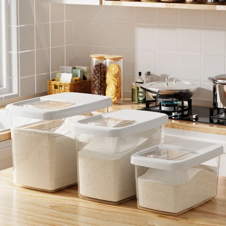 Transparent Rice Box Fresh-keeping Transparent Rice Bucket Leakproof Large Capacity Rice ...