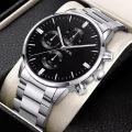 New LX217 Stainless Steel Luxury Men Watch Quartz Analog Business Chain Casual Wrist Dial GenX Watches For Boys Gents Silver Mix. 