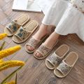 Linen Slippers Summer Men and Women Indoor Home Non-Slip Home Four Seasons Spring and Autumn Deodorant Mute Sandals. 