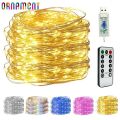 USB 10M 8 Modes 100 LED String Light/Fairy String Light Christmas Waterproof Copper Wire LED String Fairy Light Battery Powered Remote Control  for Wedding Christmas Decor. 