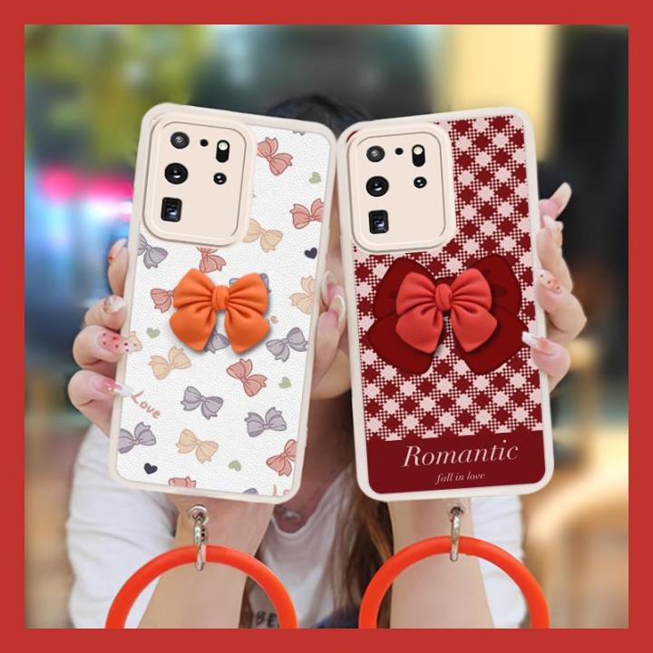 imitation%20leather%20Dirt-resistant%20Phone%20Case%20For%20Samsung%20Galaxy%20S20%20Ultra/SM-G988%20Skin%20feel%20silicone%20bowknot%20cute%20-%20Image%207