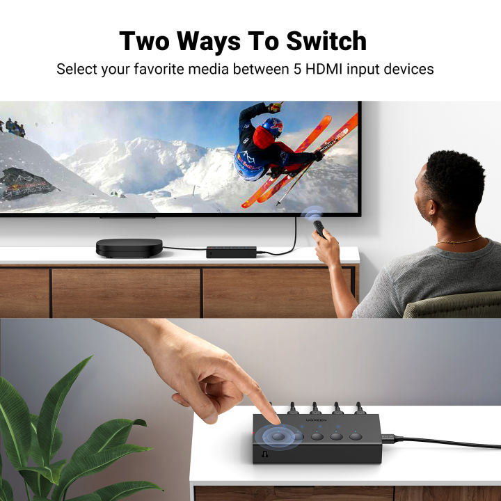 UGREEN%20HDMI%20Switch%205%20in%201%20Out,%20HDMI%20Splitter%204k@60hz%20with%20Remote,%205%20Port%20HDMI%202.0%20Switcher%20Support%203D%20CEC%20HDR%20HDCP%202.2%20for%20PS5/4,%20Xbox,%20TV%20Box,%20Blu-Ray,%20HDTV,%20Monitor%20-%20Image%205