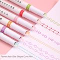 6Pcs/set Kawaii Flowers Line Shaped Highlighter Pens Roller Tip Curve Liner Marker for Writing Journaling Drawing Stationery. 
