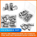 304 Stainless Steel Pop Rivet Nuts Kit, Flat Rivnuts with Bolts & Screws - Assortment Kit 8-32, 10-24, 1/4-20, 5/16-18. 