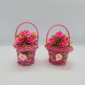 Mini Miniature Flower Basket Small Bouquets Decoration Showpiece for Home Deco Christmas Decoration (4 Colors) - Beautiful Eye Catching, Classic Design. 