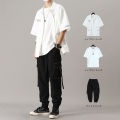 Three-Piece Men's Clothing Summer Suit Korean Fashion Junior High School Boys Clothes All-Matching and Handsome Leisure Cargo Pants. 