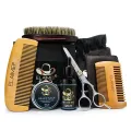 New Arrival 6 Items Bristle Brush Wooden Comb Beard Oil Kit Beard Grooming Kit for men. 