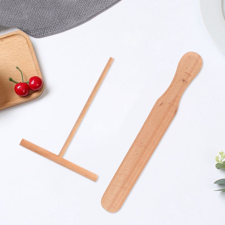 (GGBR) 2Pcs Pancake Cooking Utensils Wooden Crepe Spatulas and Spreader ...