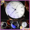 【ZOSR】Men Roman Numerals Blu-Ray Faux Leather Band Quartz Analog Business Wrist Watch. 