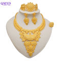 Mulia Morocco New Dubai Gold Jewelry Set Women Indian Earrings Necklace Niger Wedding Party Favor. 