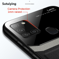 Sutuiying Case For Samsung Galaxy A21S Leather Mirror Original Tempered Glass Shockproof Phone Back Cover. 