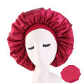 Large Night Sleeping Cap Hair Bonnet Hat Head Cover Satin Wide Band Adjust Caps Jessica. 