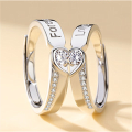 2Pcs Heart Shaped Couple Ring Boyfriend Girlfriend Proposal Anniversary Gift. 