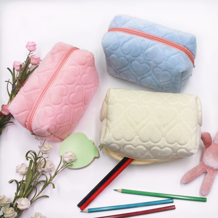 Fashion Cute Large Capacity Plush Zipper Pencil Bag School Office