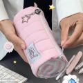 Pink Pencil Case Multifunctional Kawaii Soft Pen Storage Bag Large Capacity Cute Cosmetic Pouch for Student School Office Art. 