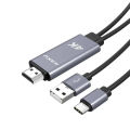 KAKU KSC-557 MINGSHI TYPE-C to HDMI 4K 2.0 Ultra HD ready HDMI cable Convertor mirroring display adapter Fast and stable data transmission dark color 5Gbps 480Mbps 1.8 meters. 