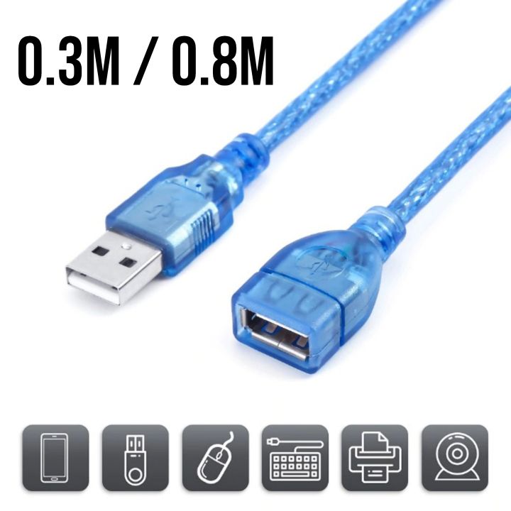 0.3m / 0.8m USB 2.0 Extension Spped Cable Type A Male to Female Data Sync Cord
