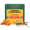 VAHDAM, Turmeric Ashwagandha Herbal Tea Bags (15 Count) Caffeine Free, Non-GMO, Gluten-Free | 100% Pure Herbal Blend - Sweet & Earthy | Individually Wrapped Pyramid Tea Bags | Direct from Source (FROM INDIA) SAB. 
