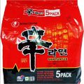 5Pcs Korean Shin Ramen Pack ( 120g * 5 packets). 