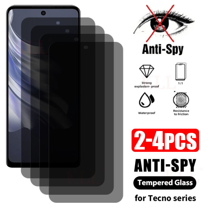 2-4pcs Privacy Anti-spy Tempered Glass For Tecno Spark 20 Pro 10 9 8 Anti-peep Screen Protector Spark 20C 10C 9T 8T 8C 8P Film