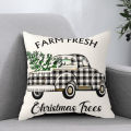 Christmas Tree Garland Truck Buffalo Plaid Pillowcase for Festive Home Decor Southeast Asian Buyers. 