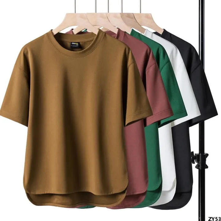 ins%20Clothes%20Sleeve%20Simple%20T%20Fashionable%20Waffle%20T-shirt%20with%20Heavy%20Short%20Sleeves%20All-Matching%20Men's%20Summer%20Solid%20Color%20Loose%20Half%20-%20Image%204