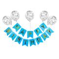 Happy Birthday Banner(Blue Gold) Fringe Curtain And 60Pc Latex Balloons Balloons (Blue, Gold, White). 