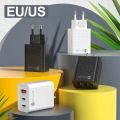 60W 3 Ports USB C Charger Fast Charging Type C Mobile Phone Adapter PD Quick Charge 3.0 For iPhone Xiaomi Samsung Wall Charger. 