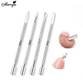 Monja 4 Styles Silver Double-end Stainless Steel Nail Art Cuticle Pusher Dead Skin Pusher Remover Manicure Pedicure Care Tools. 