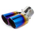 62mm Car Exhaust Tail Pipe Muffler Stainless Steel Double Oblique Outlet End Pipe Paint Blue. 