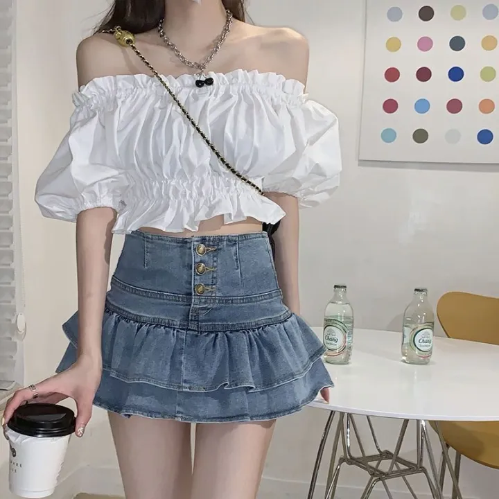 Hot%20Girl%20Ruffled%20Denim%20Skirt%20Women's%20Summer%20New%20Korean%20Style%20Breasted%20High%20Waist%20Slimming%20Anti-Emptied%20Miniskirt%20-%20Image%203