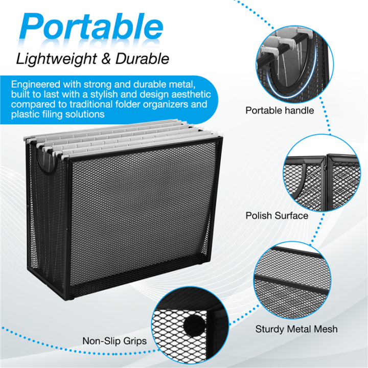Hanging%20File%20Organizer%20Filing%20Box,Metal%20Mesh%20File%20Crate%20Desk%20Organizer%20Magazine%20Holder%20with%205%20Hanging%20Folders%20Included%20-%20Image%207