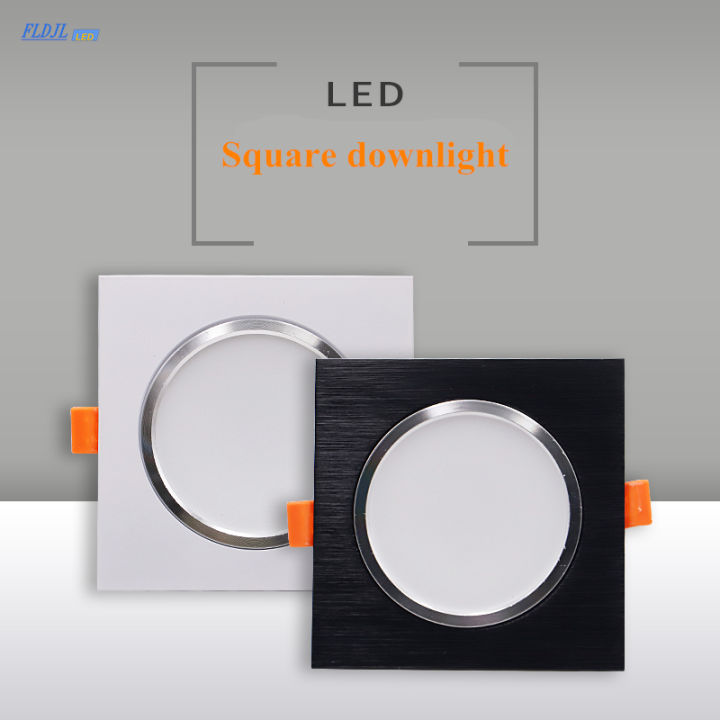 LED Downlights 3W5W7W9W12W AC85-265V Square Silver Black White LED Ceiling Lamp Down Light for Kitchen Home Indoor Lighting