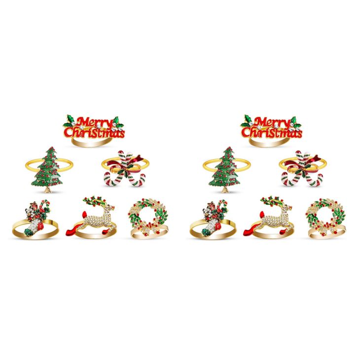Christmas Napkin Rings of Set 12, Delicate Table Decors for Christmas Holiday Wedding Banquet Birthday Daily Table Deco