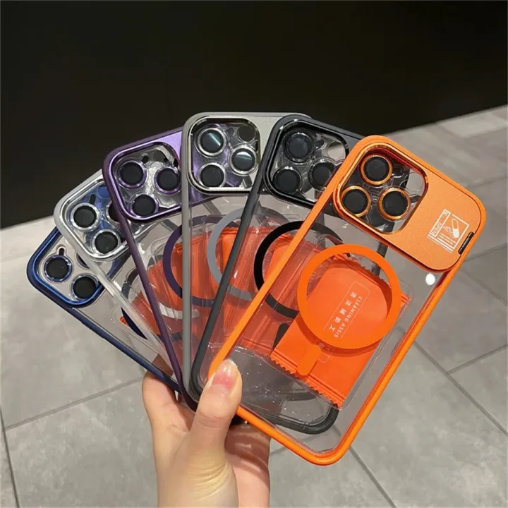 HOCE%20Metal%20Camera%20Holder%20Magnetic%20Phone%20Cases%20For%20iPhone%2013%2014%2015%2016%2017%20Pro%20Max%2014%2015%2016%20Plus%20MagSafe%20Case%20With%20Lens%20Ring%20Film%20Protector%20Armor%20Hard%20Clear%20Back%20Cover%20-%20Image%2010
