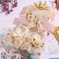 3 Pcs/Set Flower Baby Girl Socks Headbands Set Flower Bows Crown Newborn Socks Girls Hairband Non-slip Infant Toddler Socks. 