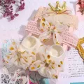 3 Pcs/Set Flower Baby Girl Socks Headbands Set Flower Bows Crown Newborn Socks Girls Hairband Non-slip Infant Toddler Socks. 