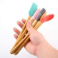 5 Pack Silicone Spatula, Mini Spatulas Scrapers with Bamboo Handle for Cooking Baking Nonstick Cookware Kitchen Utensils. 