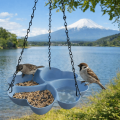 Practical Flower Shaped Hanging Bird Feeder Large Capacity Adjustable Chain Bird Feeding Tray Durable Multipurpose Bird Water Drinker Yard Patio. 