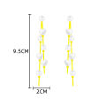 1Pair Simulation Pearl Long Earrings Love Heart Tassel Wedding Stud Earrings For Women Girl Fashion Korean Party Wedding Jewelry Gift. 