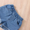 Summer Girls Clothing Sets Denim Top with Shorts Baby Clothes Children Kids Outfits. 