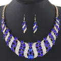 Chain Necklace Hook Earrings Bridal Wedding Party Jewelry Set. 