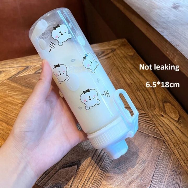 Kawaii Bear Water Bottle For Kids Girls 500ml Plastic Portable Travel ...