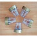 5 Pcs Transparent Kitchen Spice Containers with Gold Lids, Small Plastic Seasoning Jar Set, High-Quality Storage for Curry, Salt, Pepper, and More. 